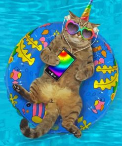 Cat Listening Too Music paint by numbers