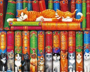 Cats With Books paint by numbers