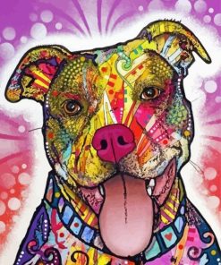 Colorful Staffy Dog Animal paint by numbers