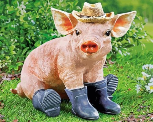 Pig Wearing Boots paint by numbers