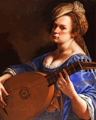Self Portrait As A Lute Player Gentileschi paint by numbers