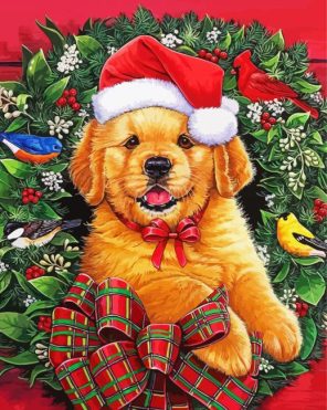 Aesthetic Santa Puppy paint by numbers