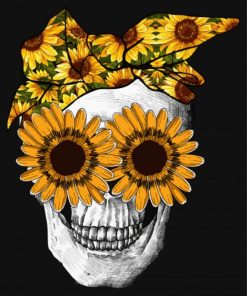 Skull Sunflowers paint by numbers