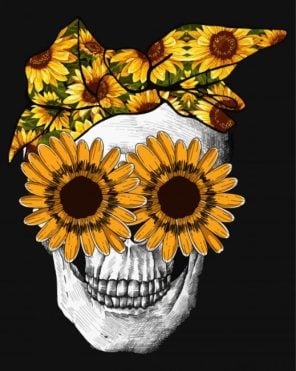 Skull Sunflowers paint by numbers