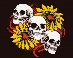 Skulls Sunflowers paint by numbers