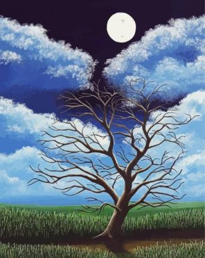 Moon And Dead Tree paint by numbers