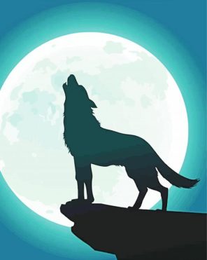 Moon Wolf Silhouette paint by numbers paint by numbers
