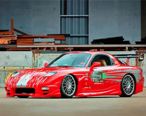 Red Rx7 Car paint by numbers 
