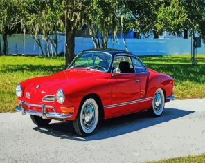 Red Karmann Ghia paint by numbers