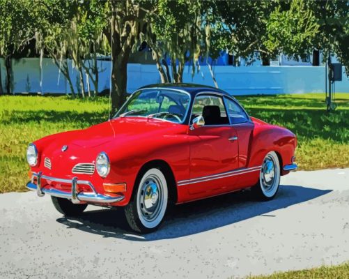 Red Karmann Ghia paint by numbers