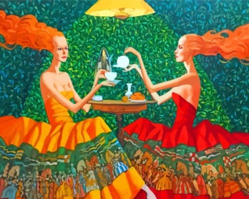 Two Ladies By Roman Zaslonov paint by numbers