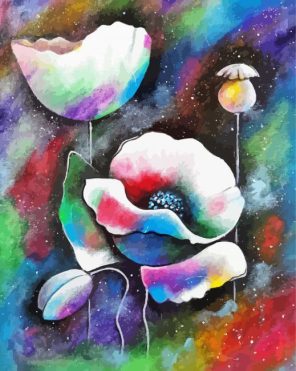 Floral Poppy Space paint by numbers