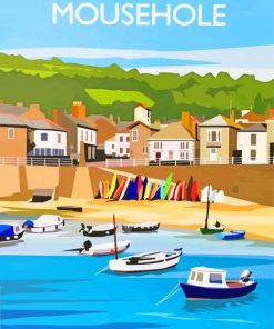 Mousehole Cornwall Cornwall Mouse Hole Harbour illustration paint by numbers