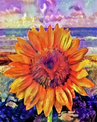 Abstract Beach Sunflower paint by numbers