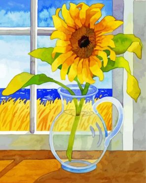 Aesthetic Beach Sunflower paint by numbers
