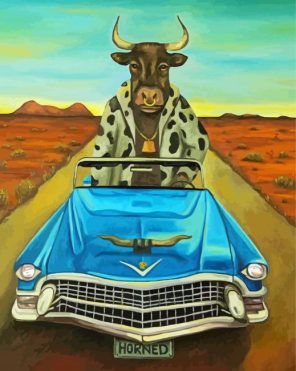 Aesthetic Cow Car paint by numbers