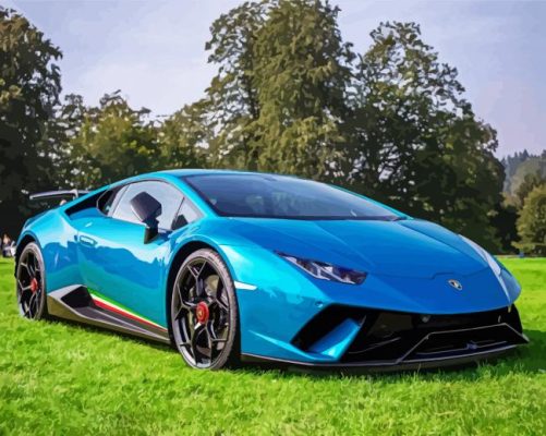 Blue Lambo Huracan Paint By Numbers - Numeral Paint Kit