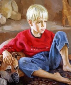 Cute Boy With Dog paint by numbers