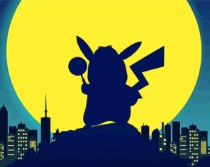 Detective Pickachu Silhouette paint by numbers