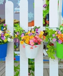 Hanging Flowers And Fence paint by numbers