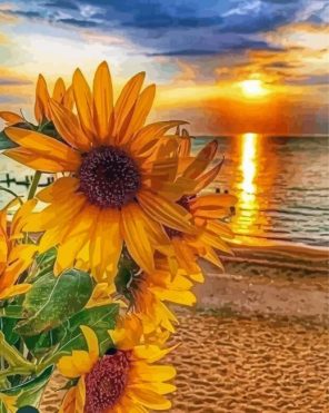 Sunflower Beach Sunset paint by numbers