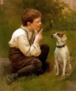 Vintage Boy With Dog paint by numbers