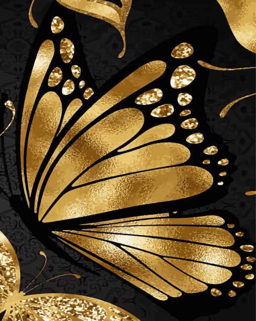 Gold Butterflies - Paint By Numbers - Paint by numbers for adult