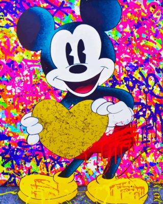 Mickey Mouse Holding A Heart paint by numbers 