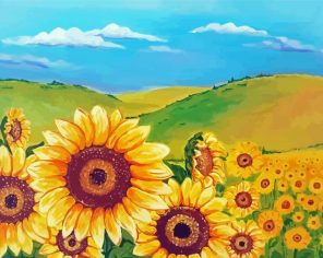 Aesthetic Sunflowers Landscape paint by numbers