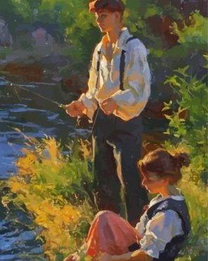 Couple Fishing paint by numbers