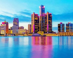 Detroit Skyline paint by numbers