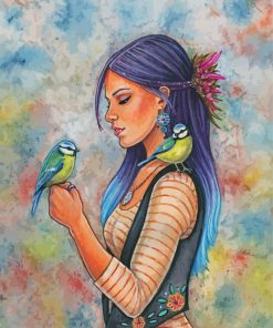 Girl With Bird paint by numbers