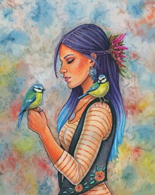 Girl With Bird paint by numbers