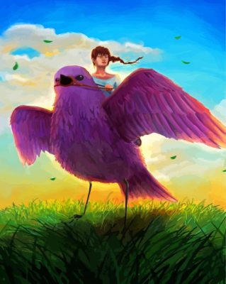 Girl With Purple Bird paint by numbers
