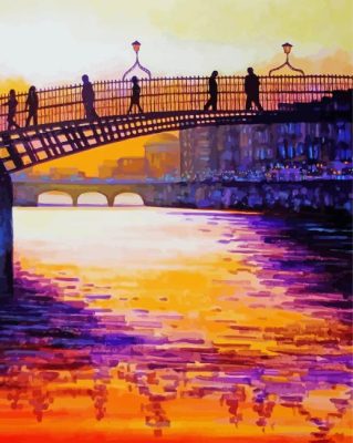 Halfpenny Bridge Dublin Sunset paint by numbers