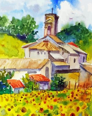 Italian Sunflower Landscape paint by numbers