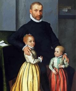 Portrait Of a Gentleman And His Children paint by numbers