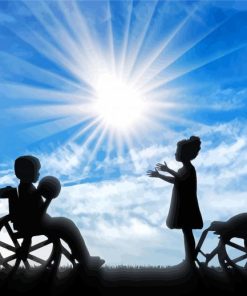 Wheel Chair Boy paint by numbers