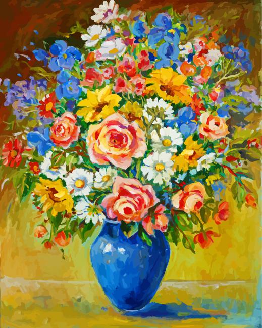 Vase Of Flowers Paint By Numbers - Numeral Paint Kit