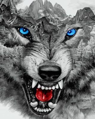 Wolf With Blue Eyes paint by numbers