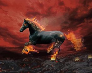 Black Horse In Flames paint by numbers