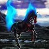Black Horse With Blue Flames paint by numbers