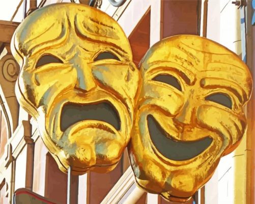 Golden Comedy Drama Masks paint by numbers 