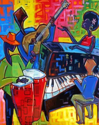 Aesthetic Cuban Musicians paint by numbers