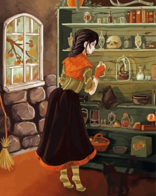 Witch In Her Cabin paint by numbers