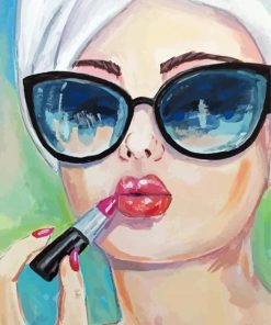 Lady Wearing Lipstick paint by numbersess