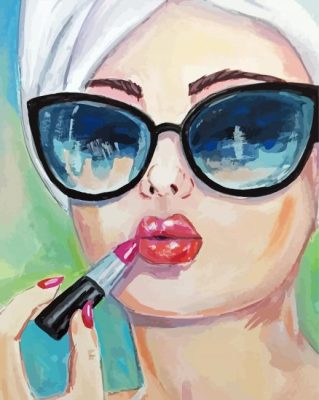 Lady Wearing Lipstick paint by numbersess