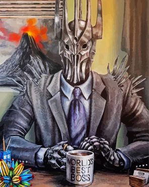 Sauron Drinking Coffee paint by numbers