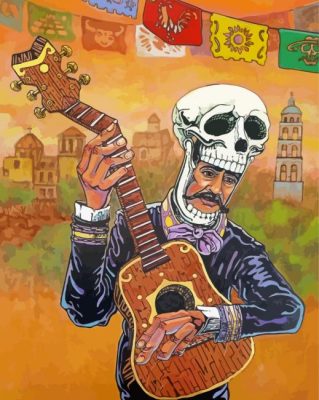 Skull Guitarist paint by numbers