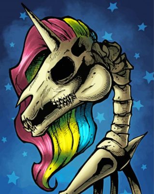 Unicorn Skull paint by numbers